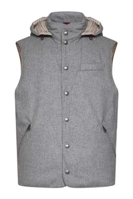 Bonded Wool Flannel Down Vest