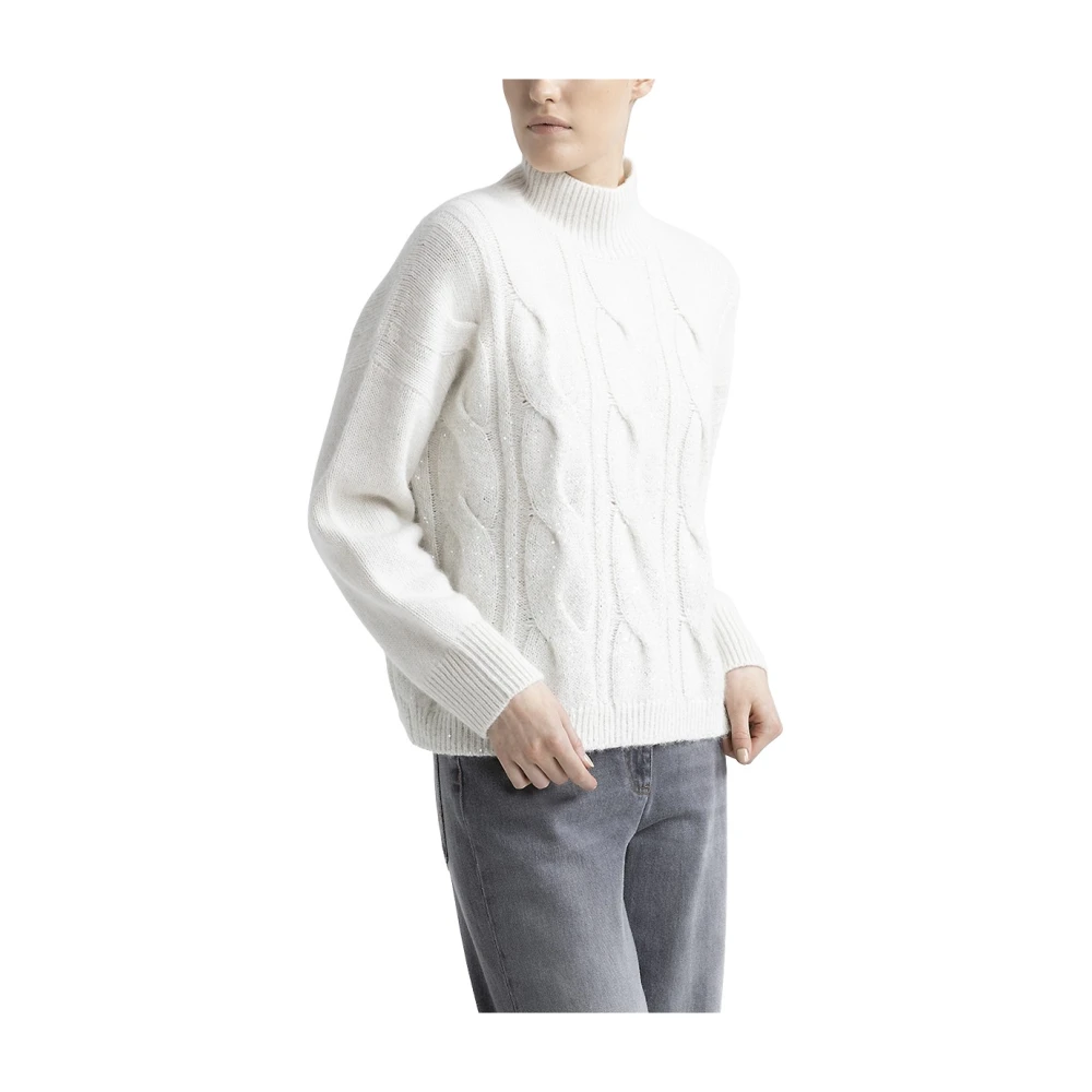 PESERICO Wol zijde kasjmier alpaca trui White Dames