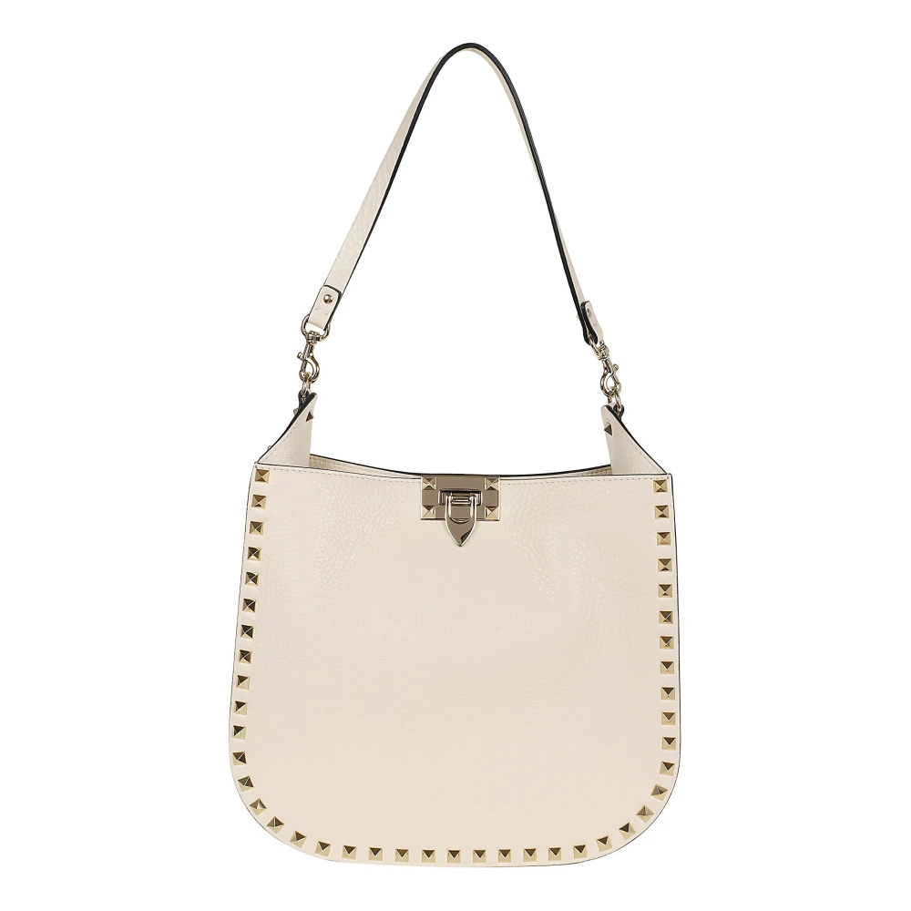 Valentino Garavani Studded Läder Hobo Väska Beige, Dam