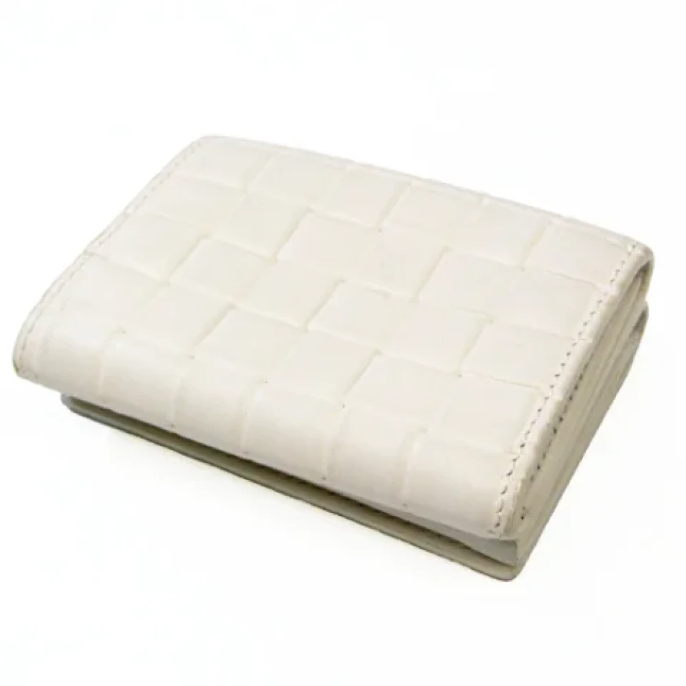 Bottega Veneta Vintage Tweedehands Wit Leren Bottega Veneta Portemonnee White Dames