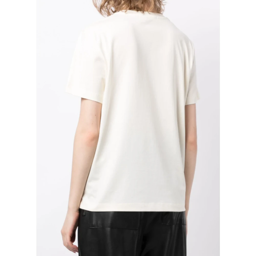 Msgm Korte Mouw Logo T-shirt Ivoor Beige Dames