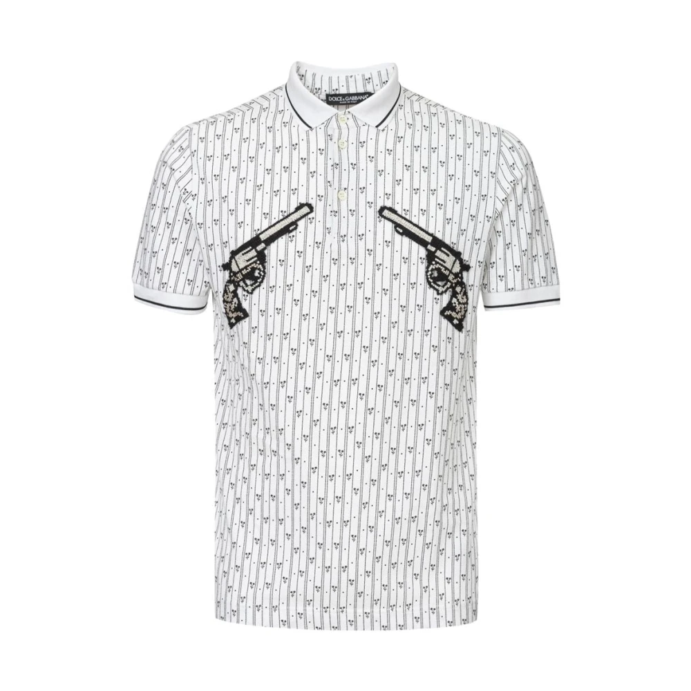 Dolce & Gabbana Men's White Polo Shirts, S, Cotton Polo Shirt