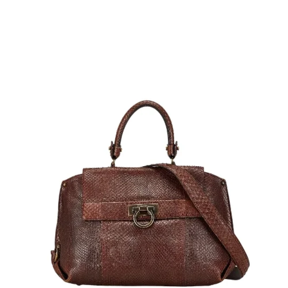 Salvatore Ferragamo Pre-owned Leather handbags Brown Dames