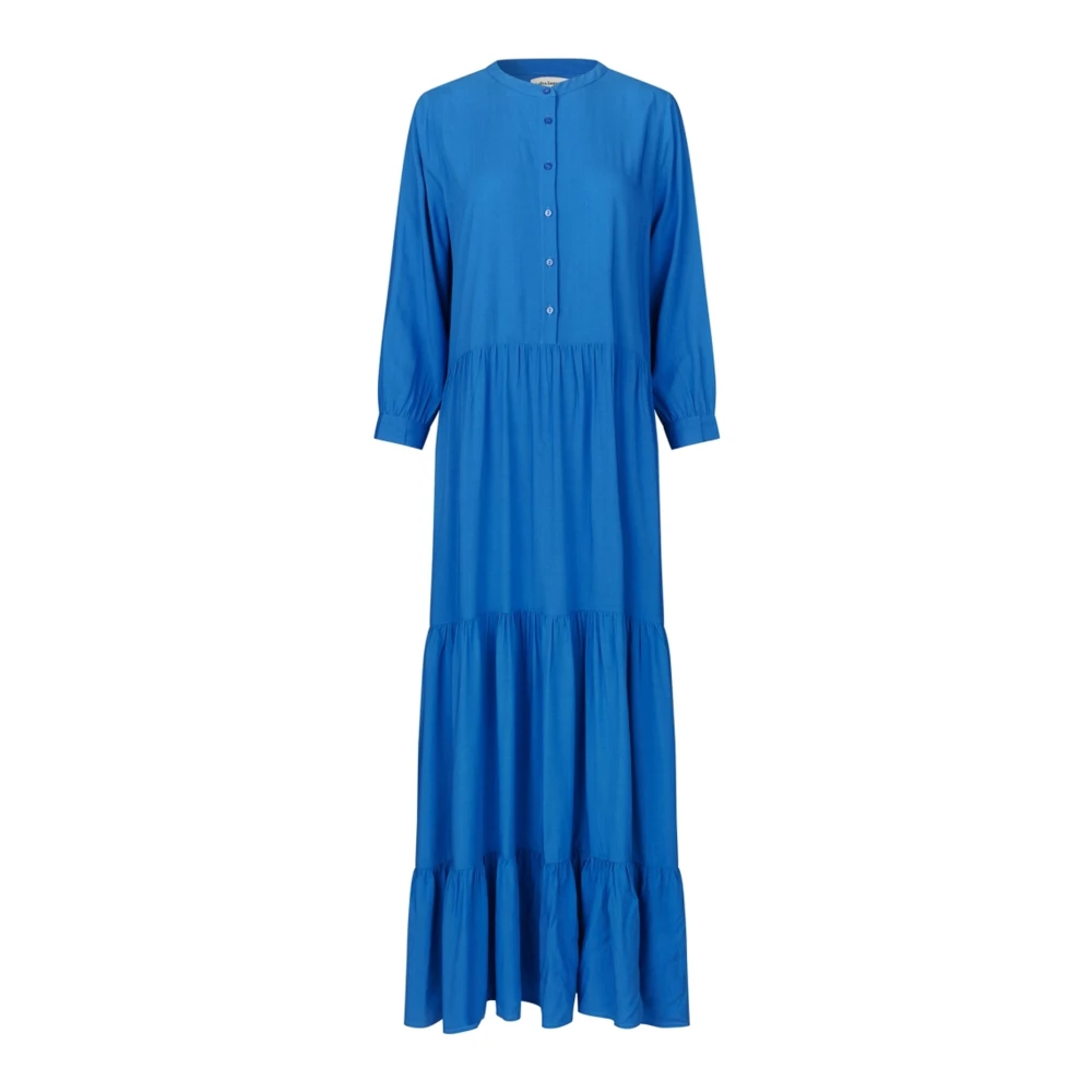 Lollys Laundry Blauwe Maxi Jurk met Lange Mouwen Blue Dames