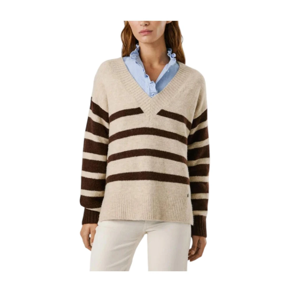Striped V-neck Knit Sweater - Pepe Jeans - Modalova