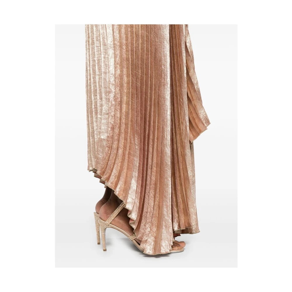 L'idée Metallic Halternek Geplooide Jurk Yellow Dames