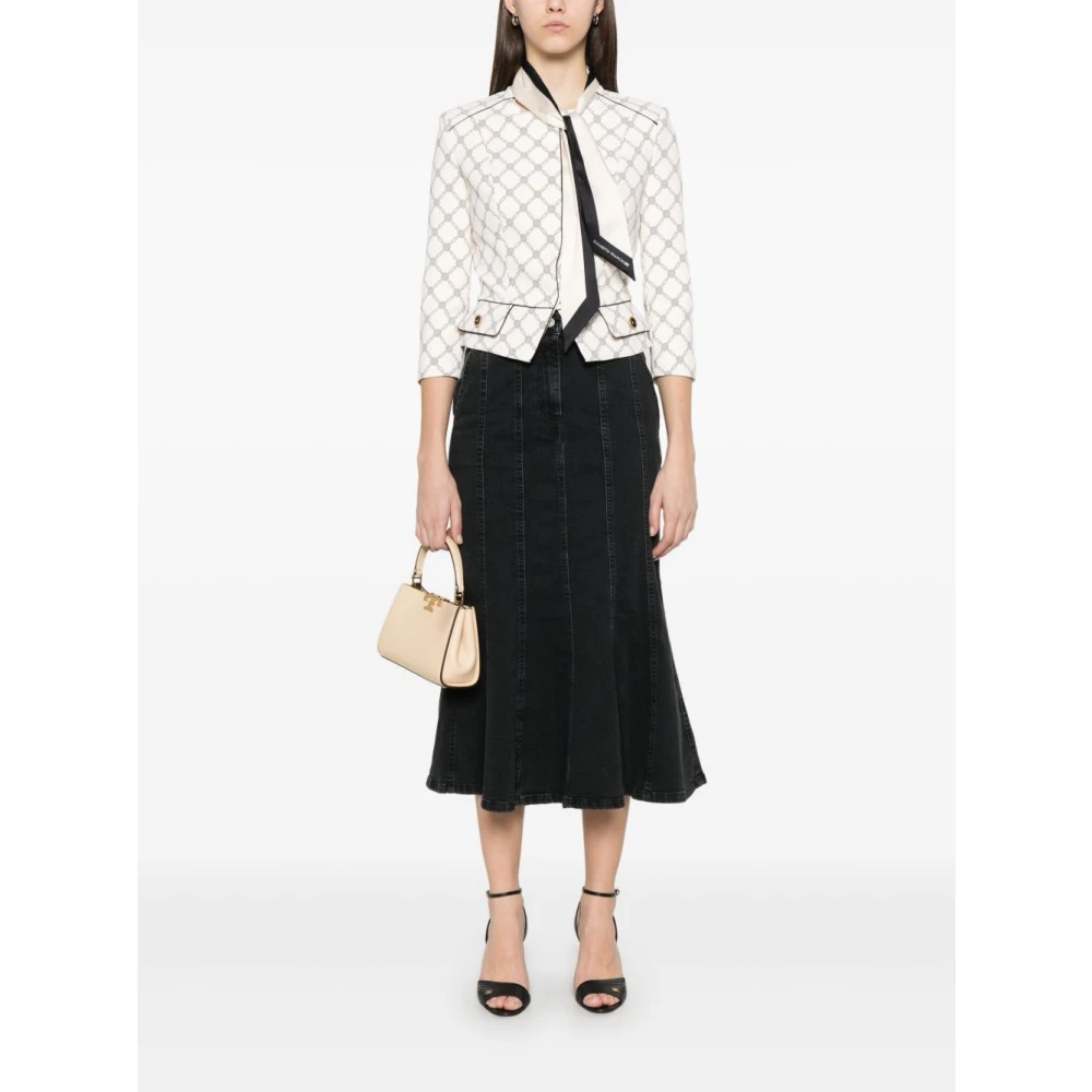 Elisabetta Franchi Witte Jas met Sjaal Detailing White Dames