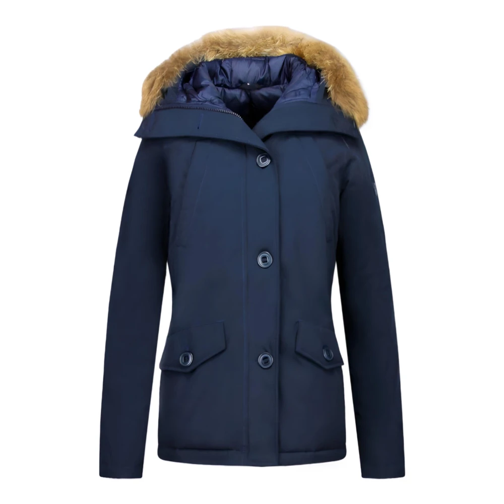 TheBrand Canada Kort Vinterjacka - Parka Sidofickor Kvinnor - 503B Blue, Dam