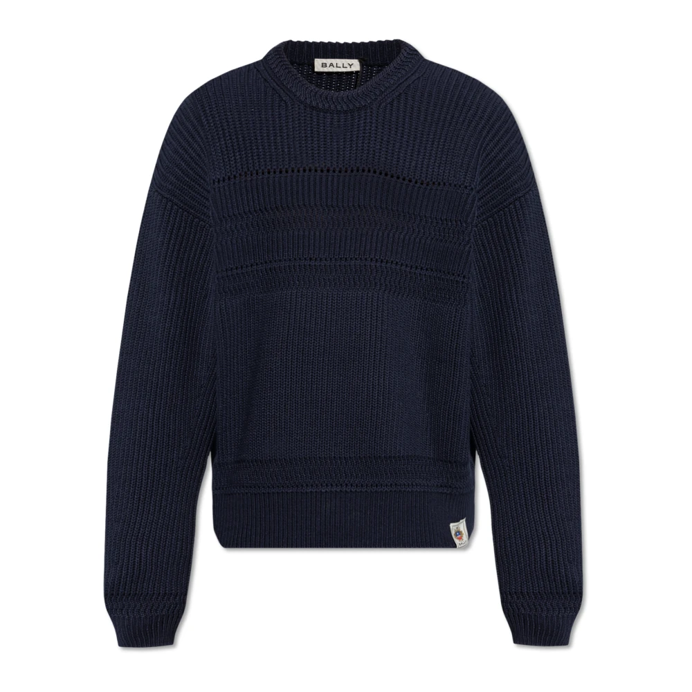 Bally Katoenen Trui met Logopatch Blue Heren