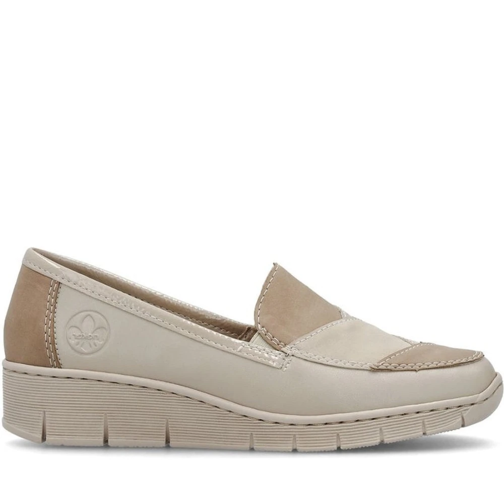 Rieker Women's Green Loafers, 6 Uk, Beige Loafers