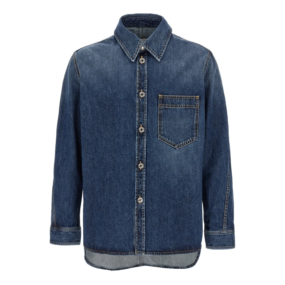 Givenchy Men's Blue Denim Shirts, M, Couture Seam Overshirt
