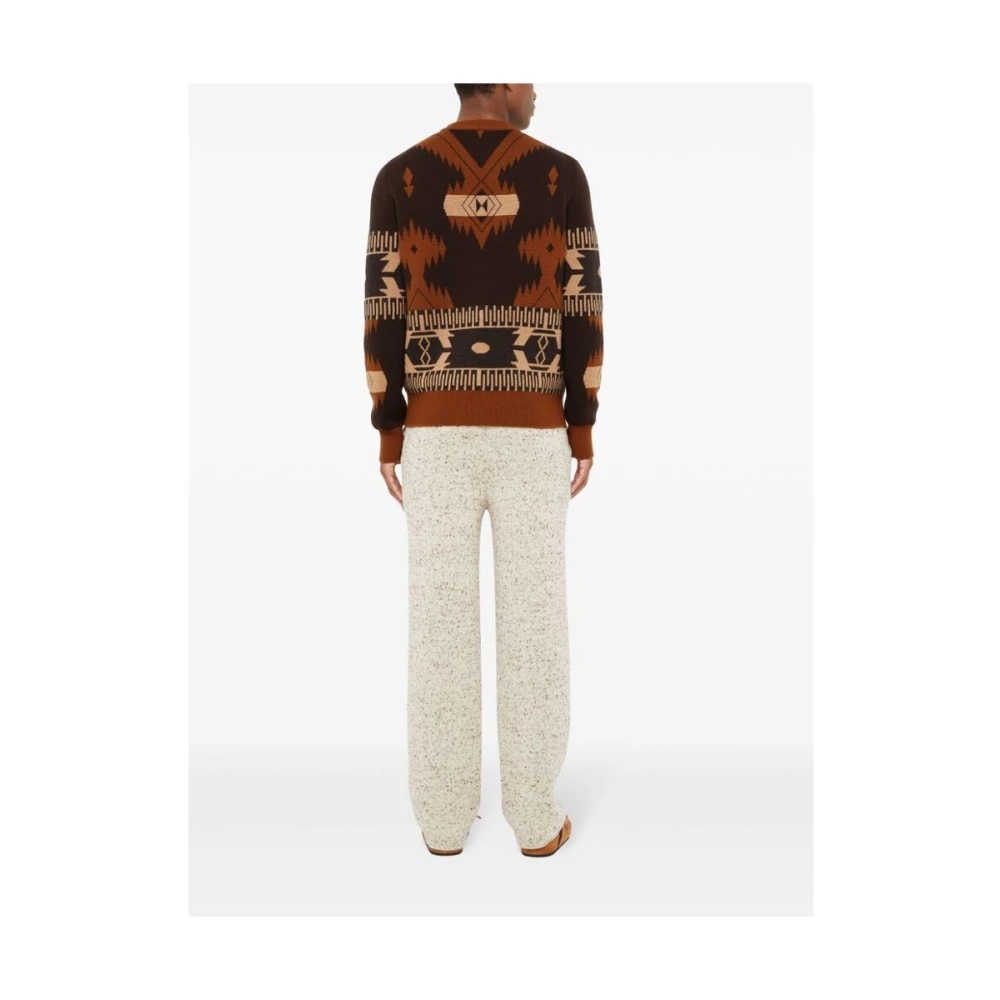Alanui Tribal Design Jacquard Gebreide Trui Brown Heren