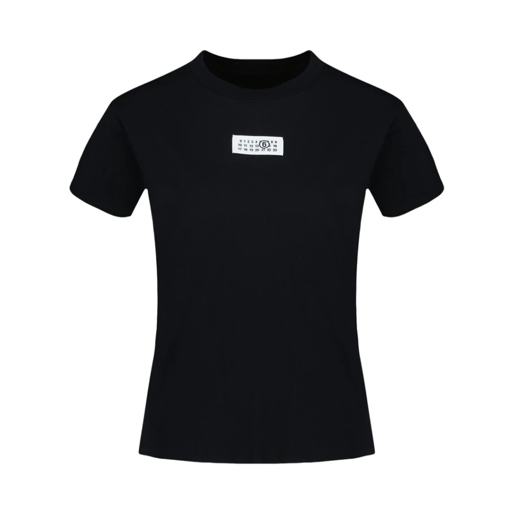 Mm6 Maison Margiela Women's Black T-Shirts, Xs, Numeric Cotton Jersey T-Shirt