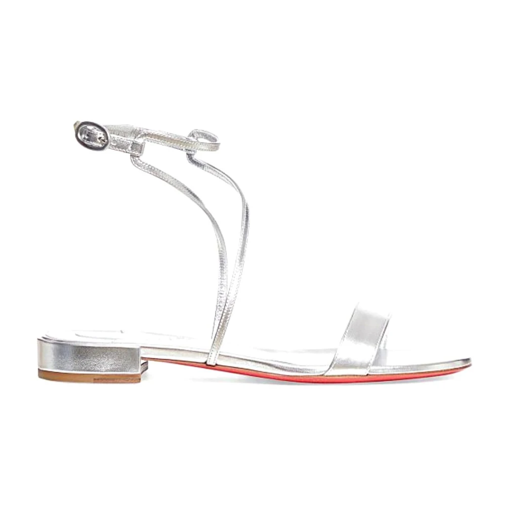 Christian Louboutin Gray Flat Sandals, Female, 7 1/2 Uk, Scarpa Flat Sandal