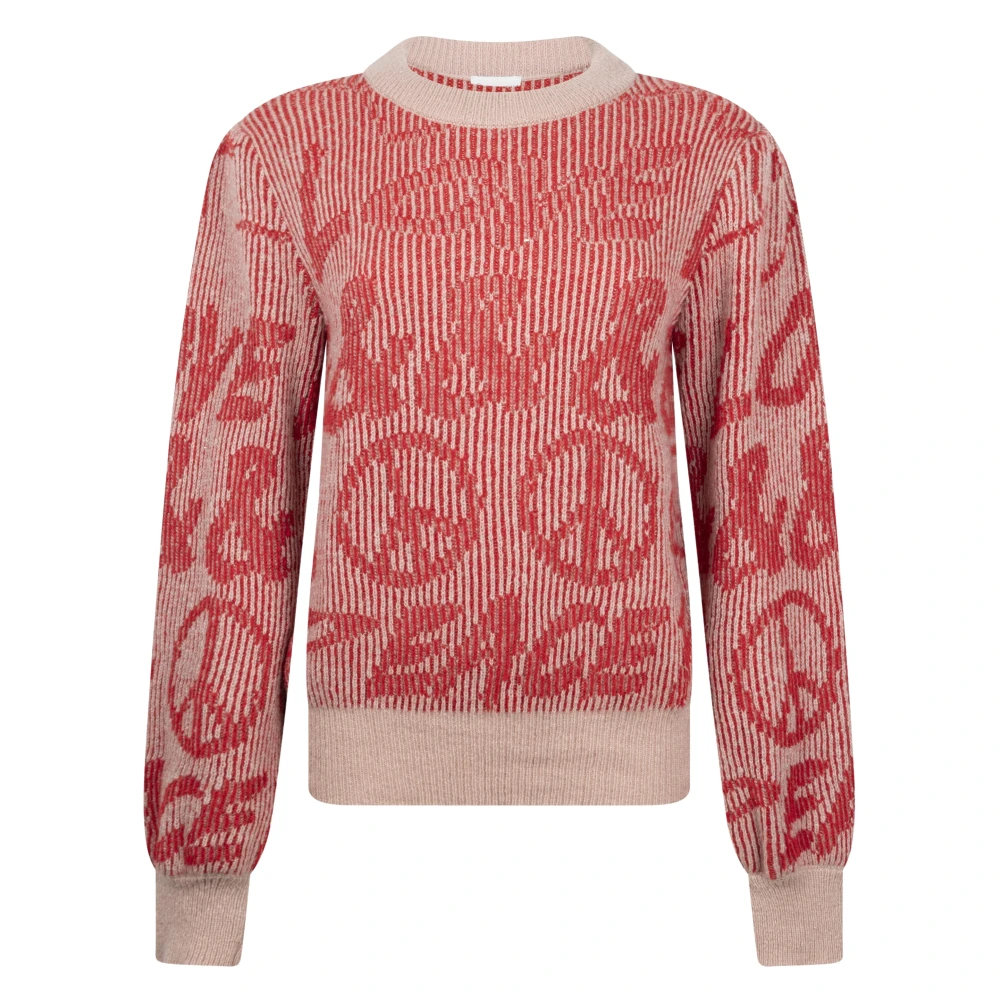 Jane Lushka Love and Peace Pullover | Rood Melange Red Dames