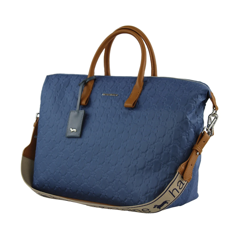 Harmont & Blaine Geëmbosseerde Logo Shopper Tote Blue Dames