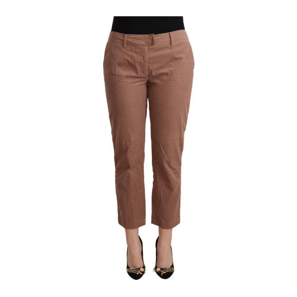 Costume National Women's Brown Chic Cropped Trousers In