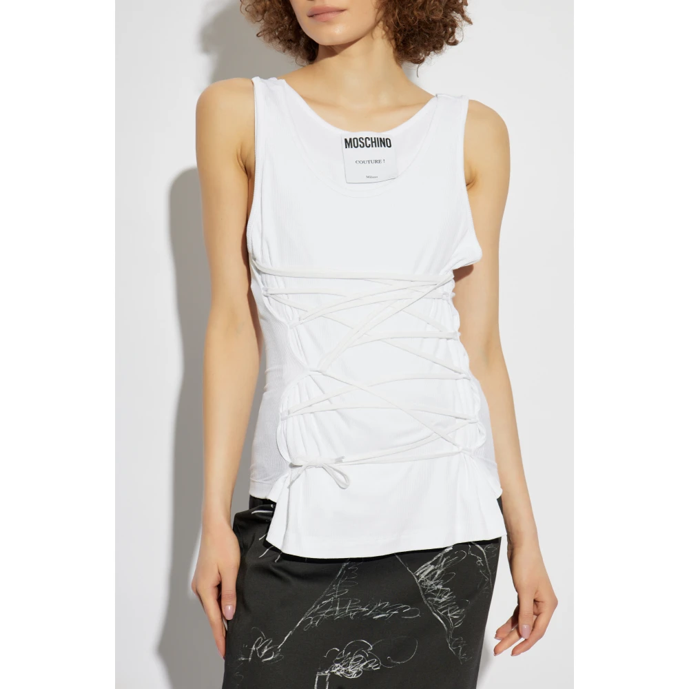 Moschino Top met trekkoorden White Dames