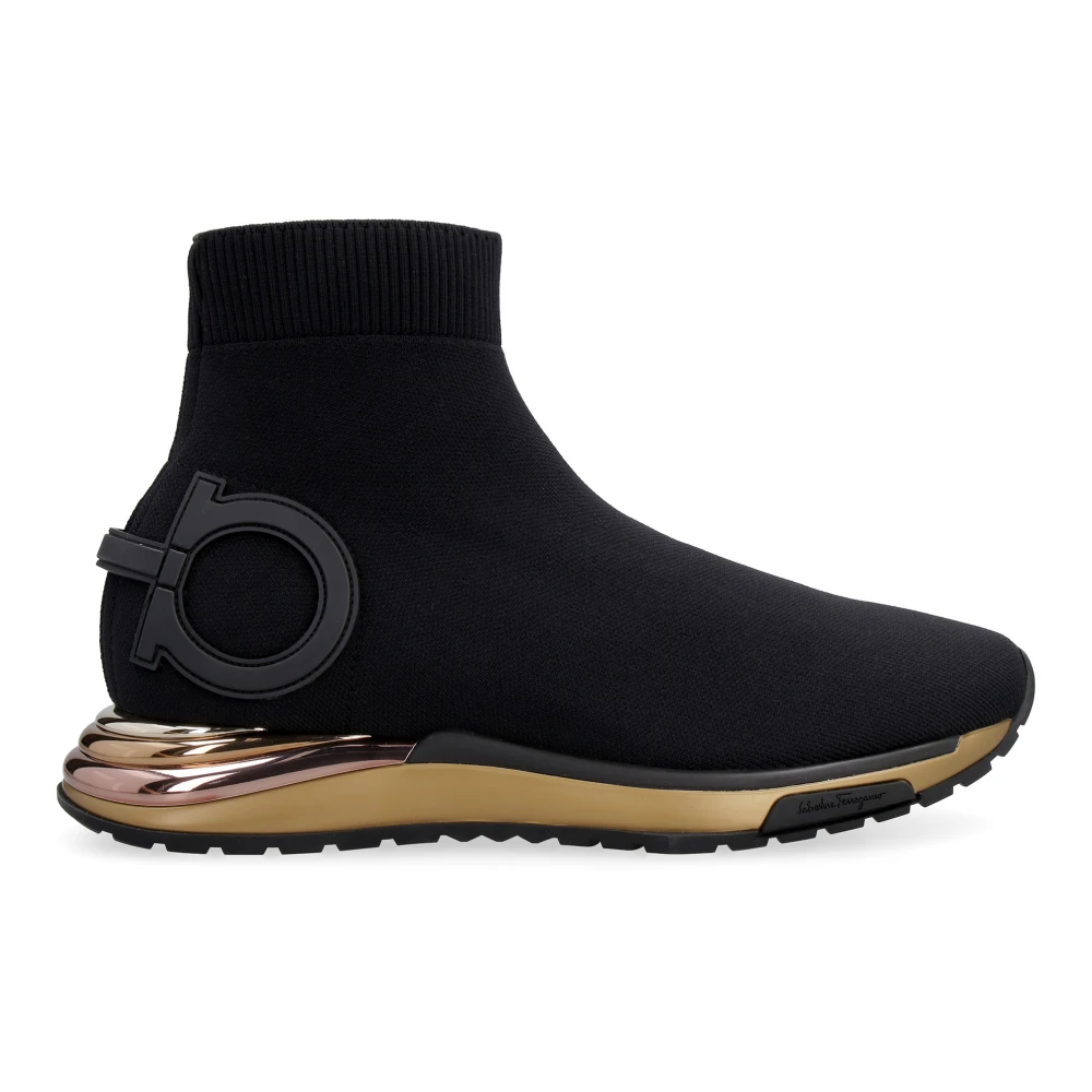 Ferragamo Gebreide Sneakers met Leren Logopatch