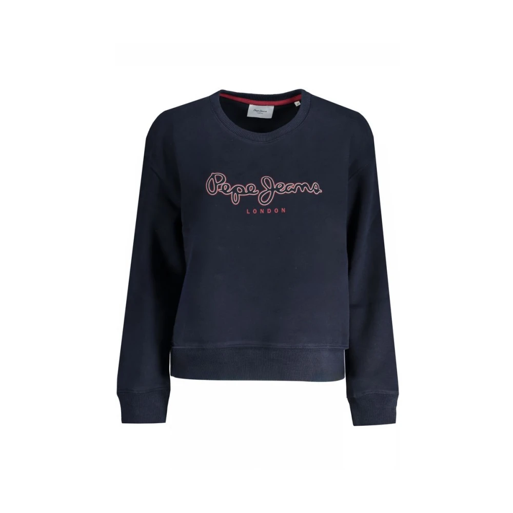 Pepe Jeans Blauwe Katoenen Sweatshirt met Logoprint Blue Dames