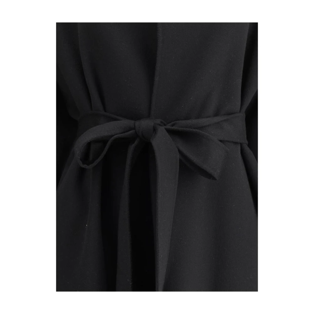 The Row Klassieke wollen jas met riem Black Dames