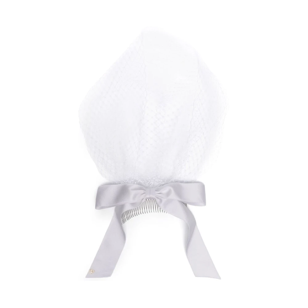 Maison Michel Witte Sluier Strik Haaraccessoire White Dames