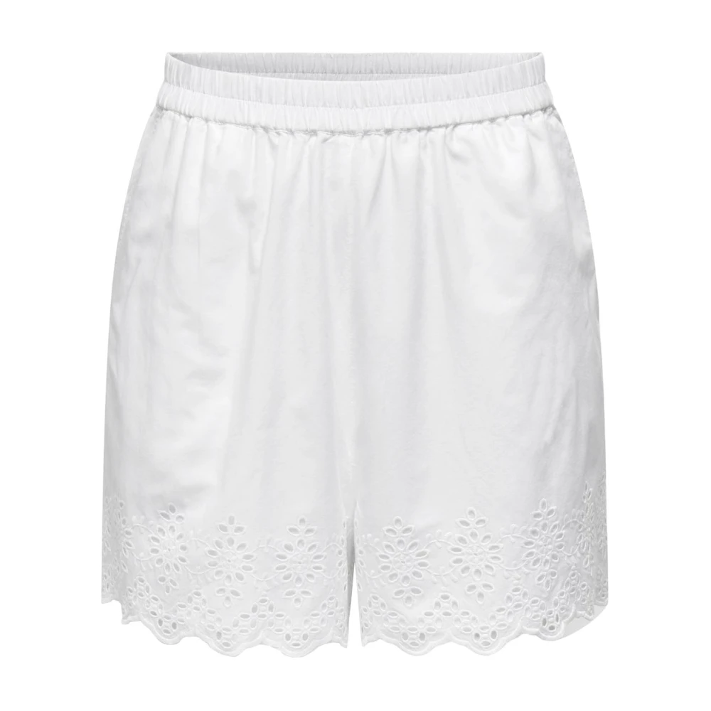 Only Korte Geborduurde Shorts White Dames