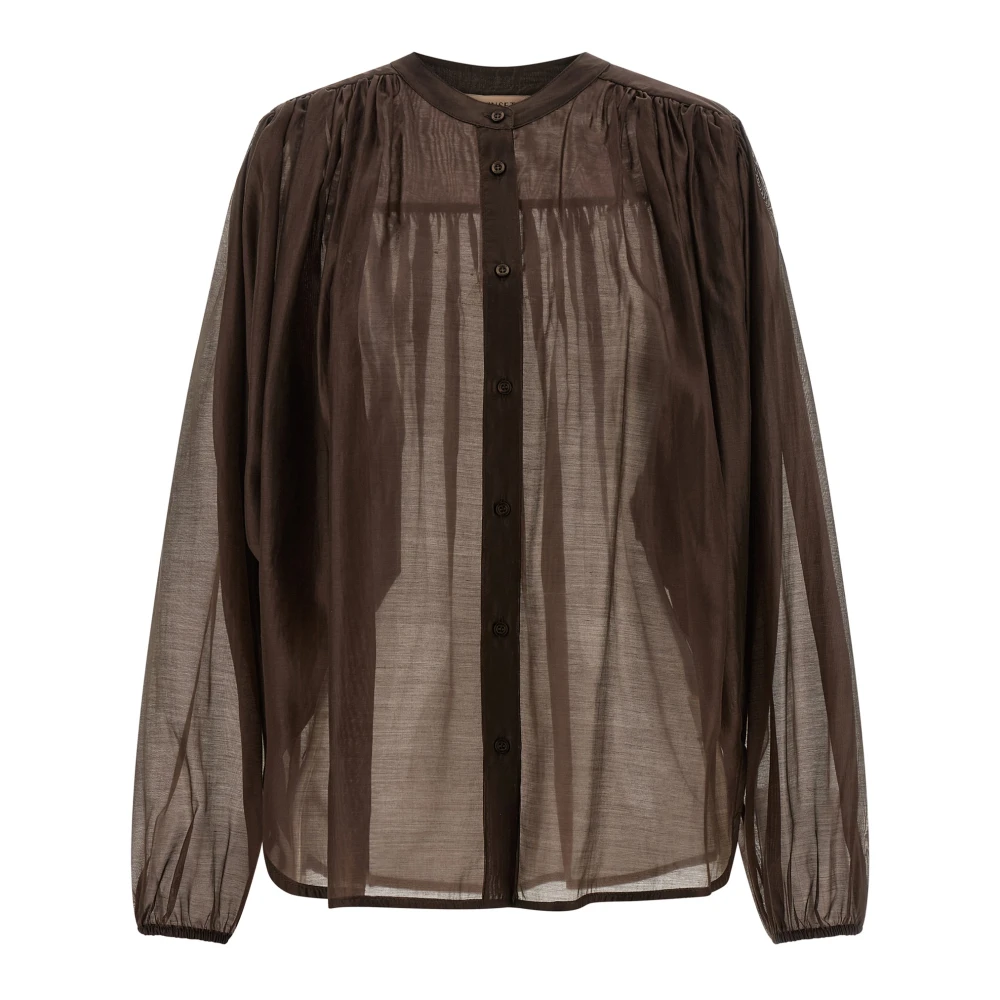 Twinset Brown Fluid Voile Shirt - Female - Shirts - S - Blouses & Shirts