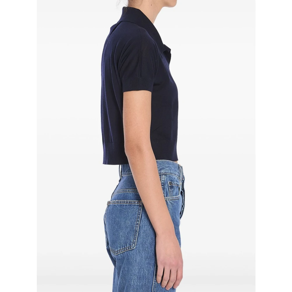 Khaite Blauw Polo Kraag T-shirt Blue Dames