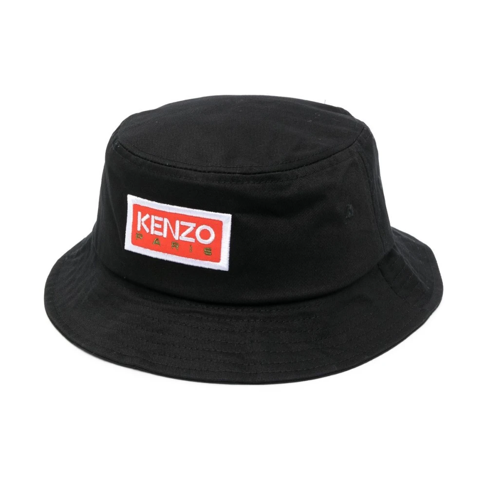 Kenzo Svart Broderad Logga Bucket Hat Black, Herr