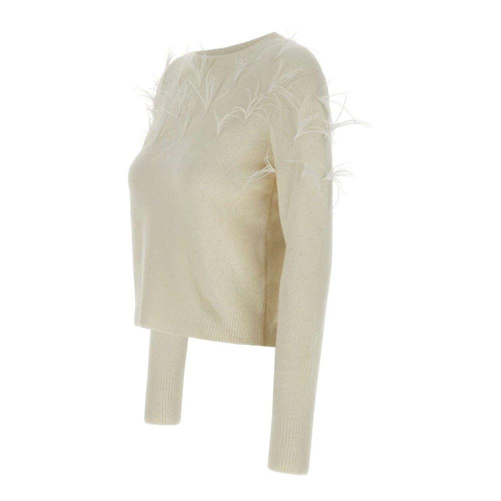 Kaos Veren Detail Wollen Trui White Dames