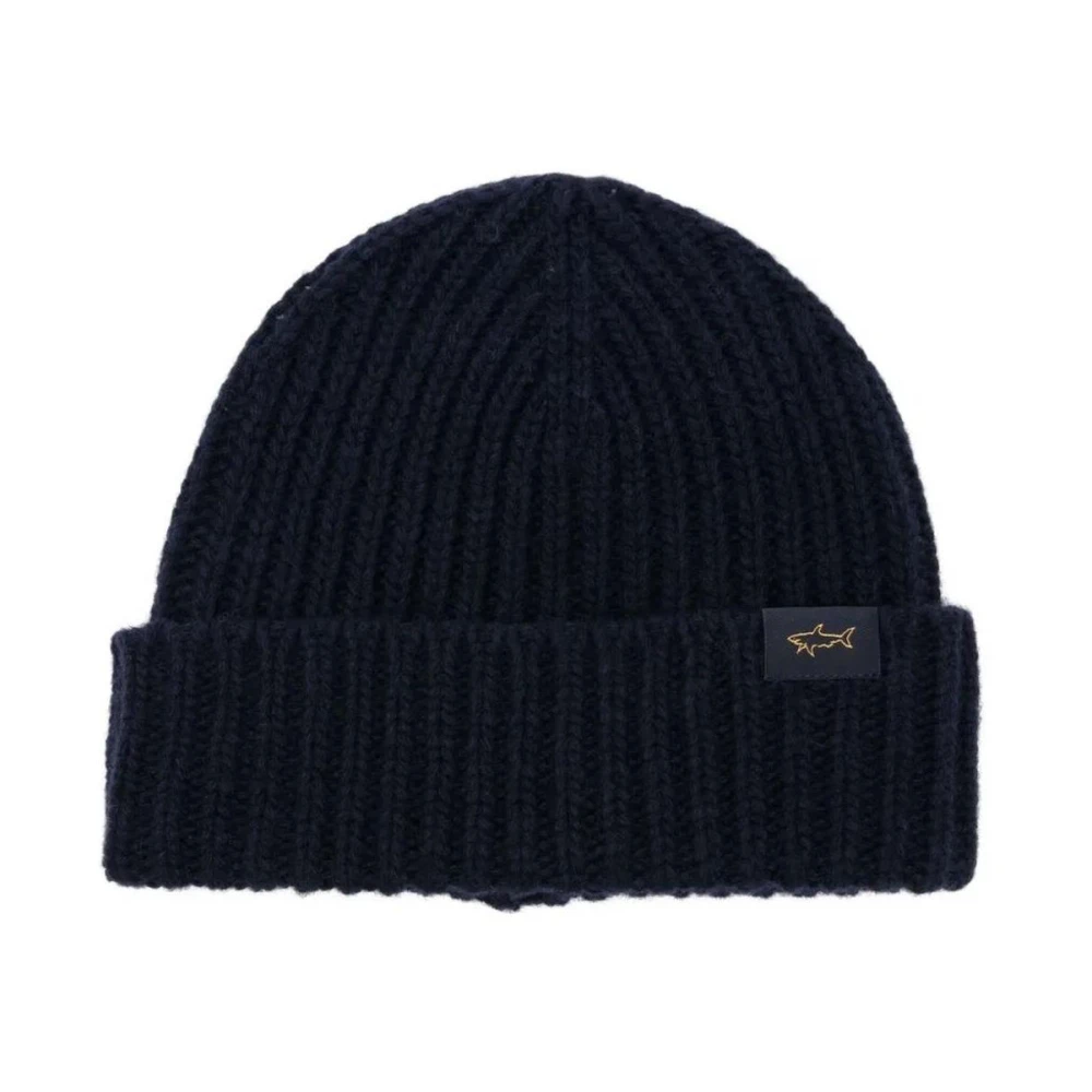 Paul & Shark Blue Ribbed Knit Beanie Hat - Male - Accessories - One Size - Accessories