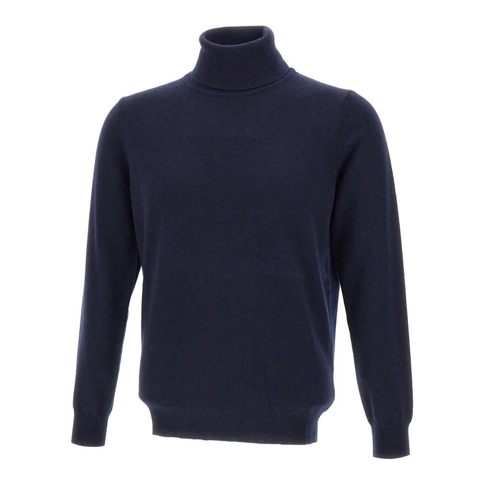 Kangra Men's Blue Cashmere Knitwear, Xl, Turtleneck Jumper