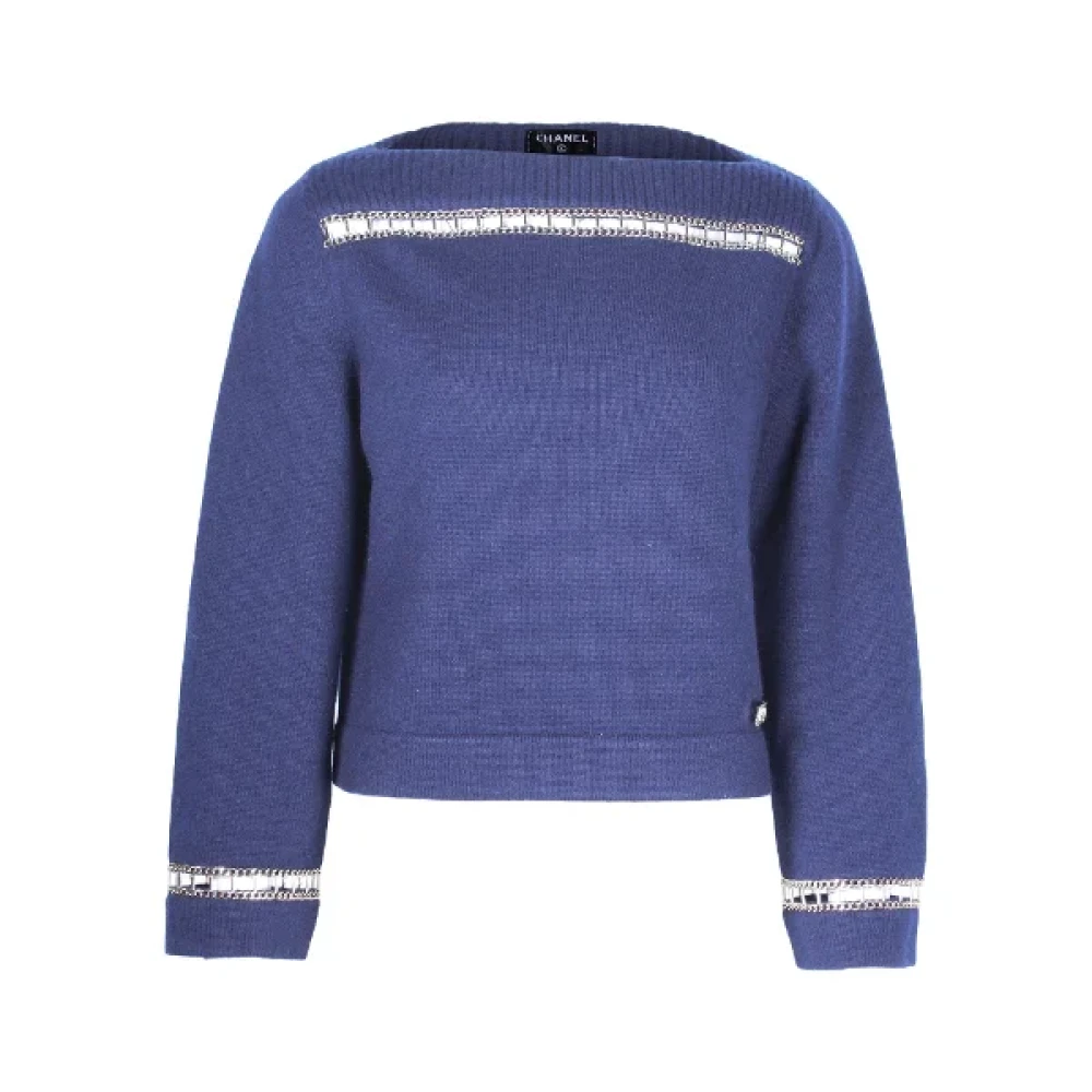 Chanel Vintage Pre-owned Wool tops Blue Dames