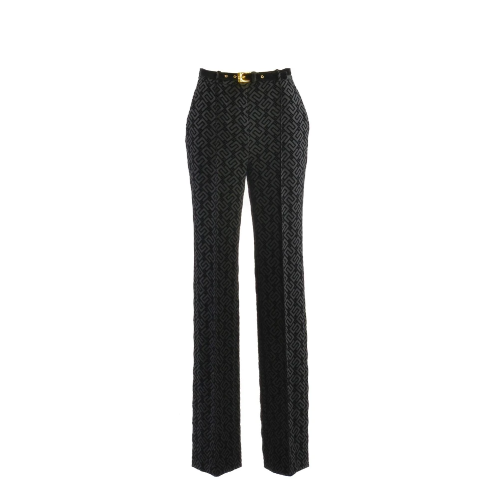 Elisabetta Franchi Stretch Crepe Zwarte Broek Black Dames