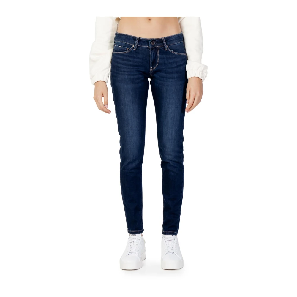 Pepe Jeans Women's Blue Skinny Fit Jeans, W24 L30, Dark Zip Button Skinny Jeans