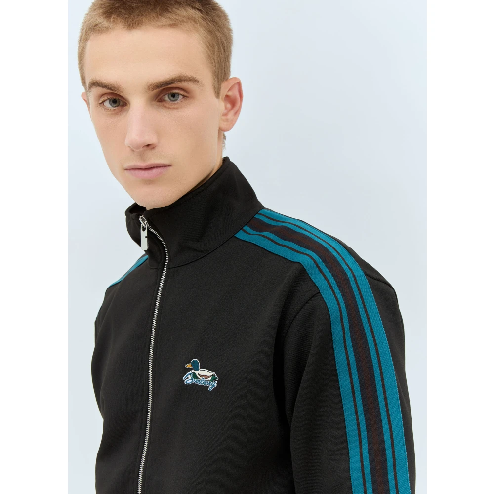 Burberry Gestreepte Track Jacket met Logo Patch Black Heren
