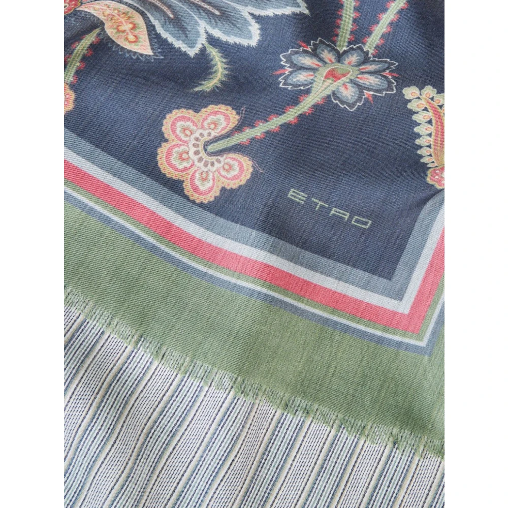 ETRO Groen Grijs Bloemenprint Sjaal Multicolor Heren