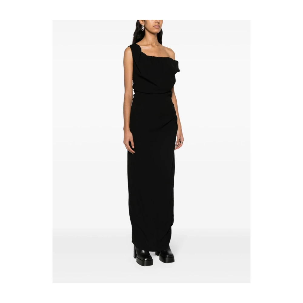 Vivienne Westwood Zwarte Maxi Jurk met Geplooide Details Black Dames
