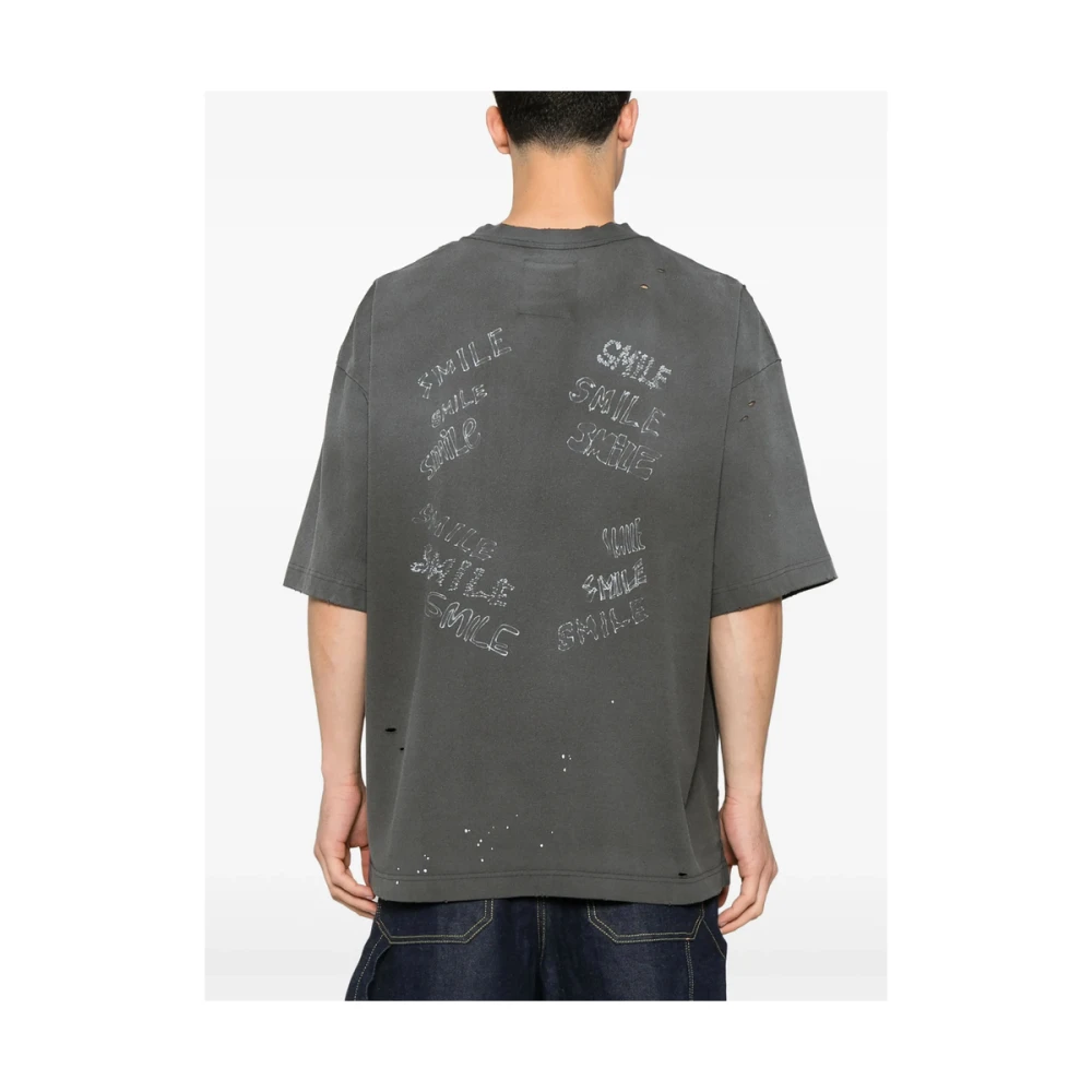 Mihara Yasuhiro Antracietgrijze Slogan Print T-shirt Gray Heren