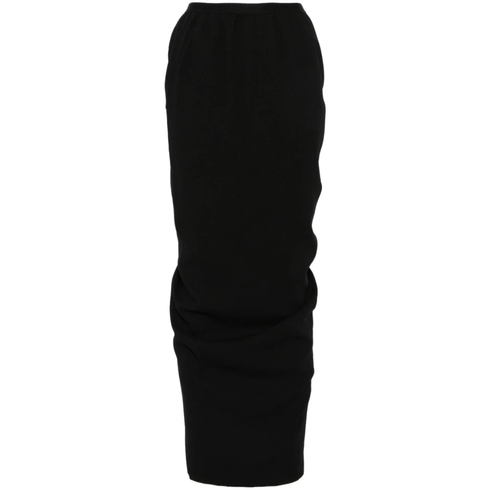 Rick Owens Zwarte wollen crêpe rok met elastische taille Black Dames
