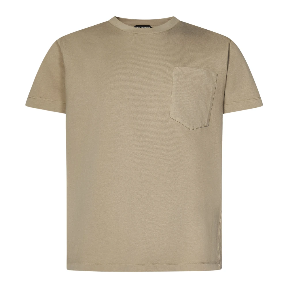 Tom Ford Men's Beige Ribbed Crewneck T-Shirt