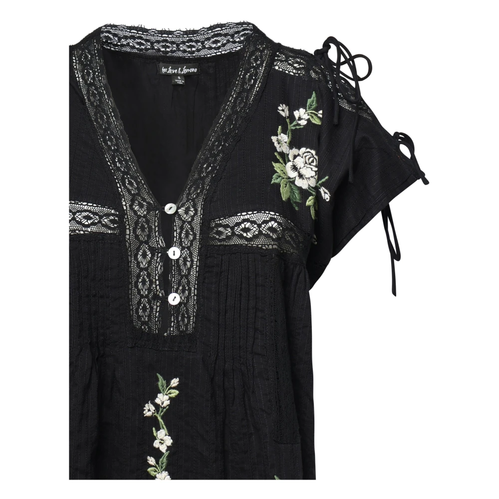 For Love & Lemons Geborduurde Minijurk in Zwart Black Dames