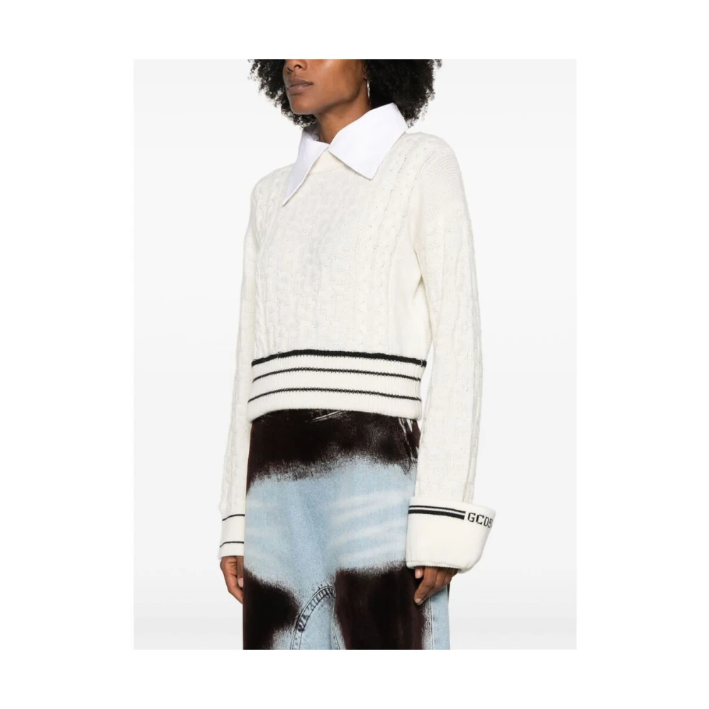Gcds Off-White Gebreide Trui met Afneembare Kraag White Dames