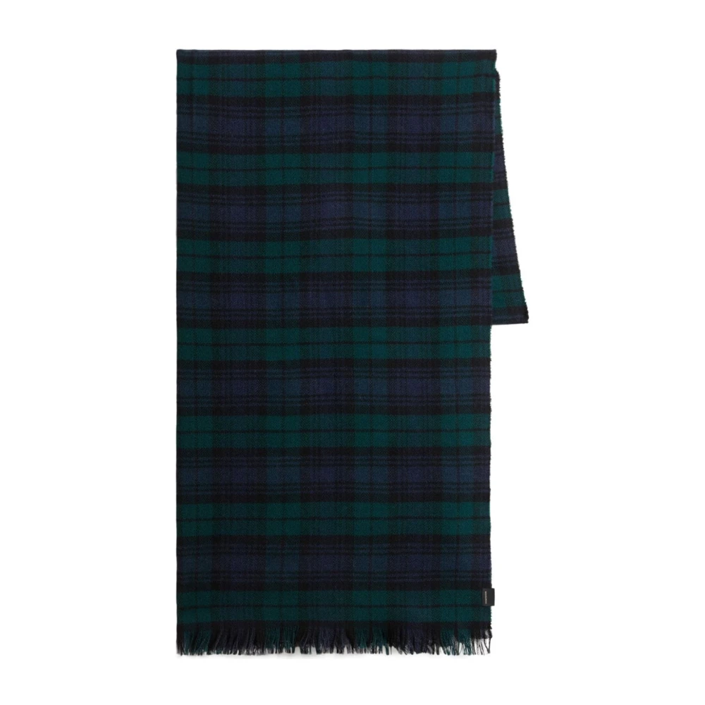 Woolrich Geruite Mini Logo Sjaal Green Heren