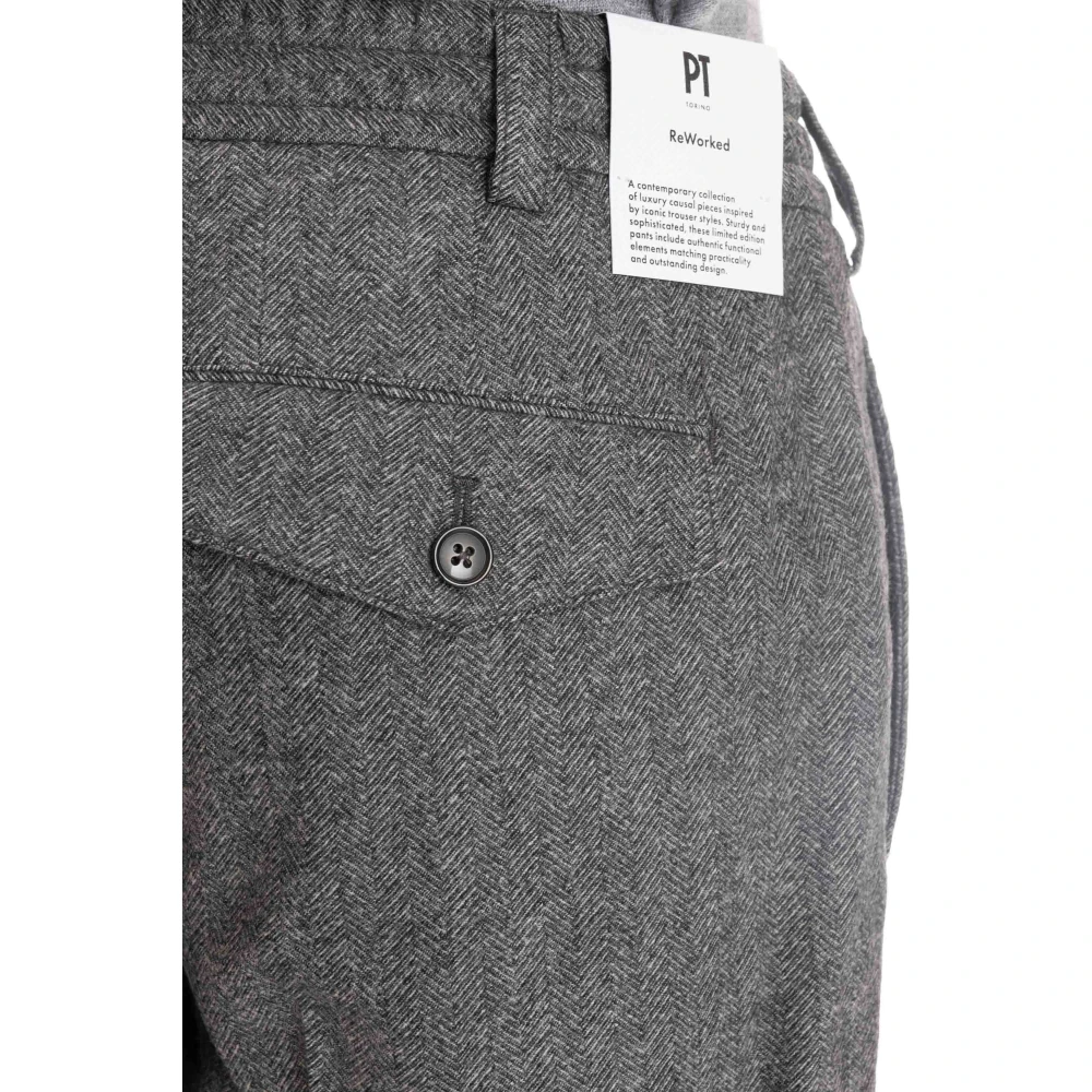 PT Torino Grijze Wol Kasjmier Broek Gray Heren