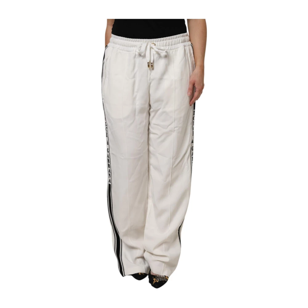 Dolce & Gabbana Women's White Sweatpants, 2XL, Drawstring Jogger Joggers