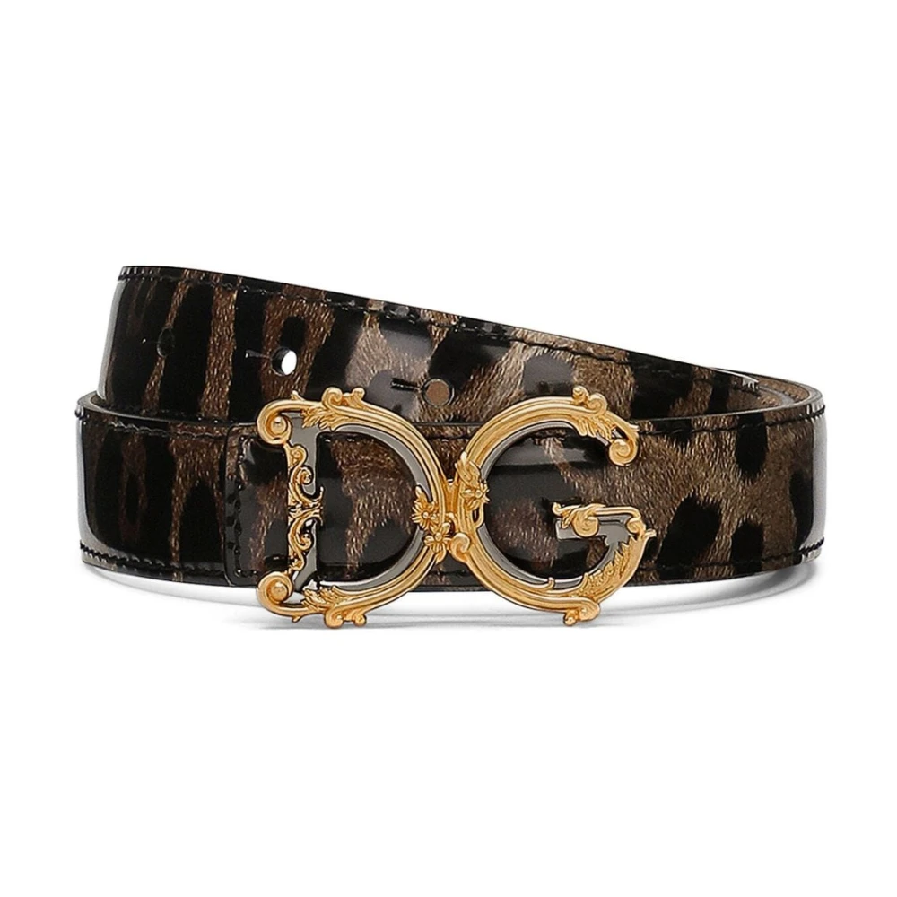Dolce & Gabbana Donna Marrone Cintura In Pelle Con Stampa Leopardata