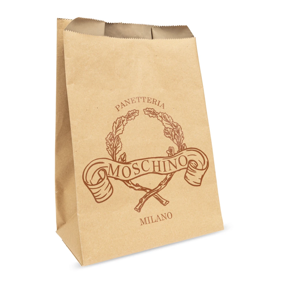Moschino Envelop Clutch met Logo Beige Dames