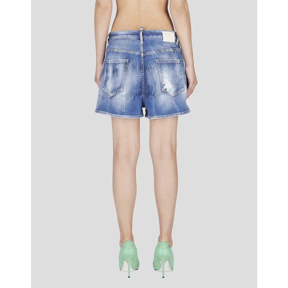 Dsquared2 Denim Shorts Blauw Distressed Stijl Blue Dames